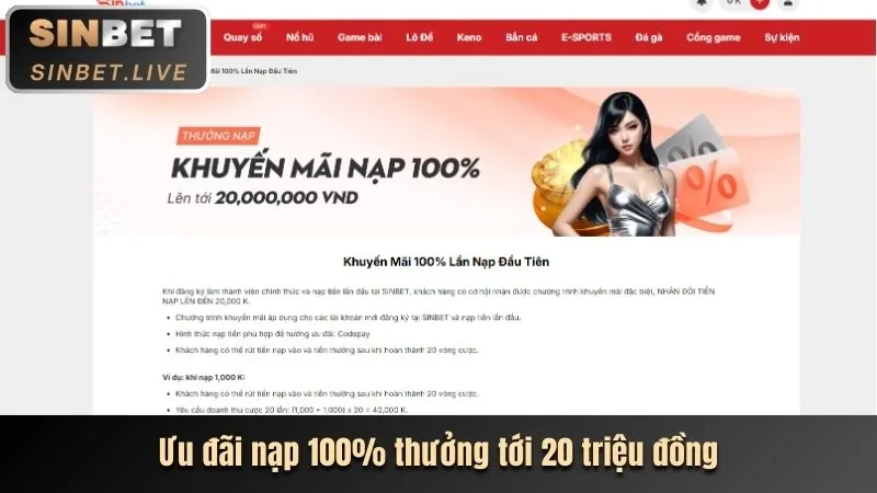 Thưởng nạp lần đầu m8win